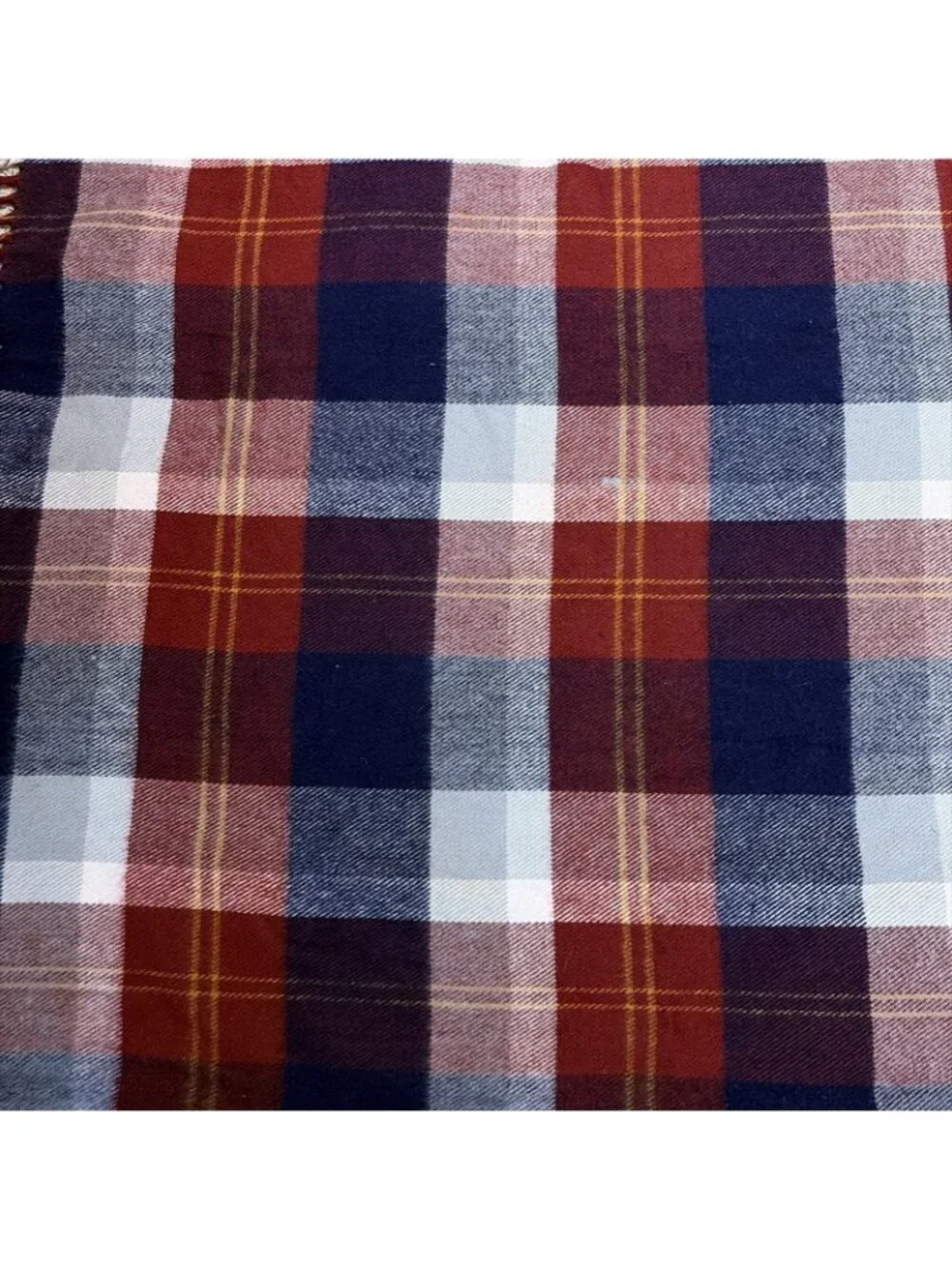 Faribault Woolen Mill Co Faribo Tartan Throw Stadium Lap Blanket Red Blue 52X46